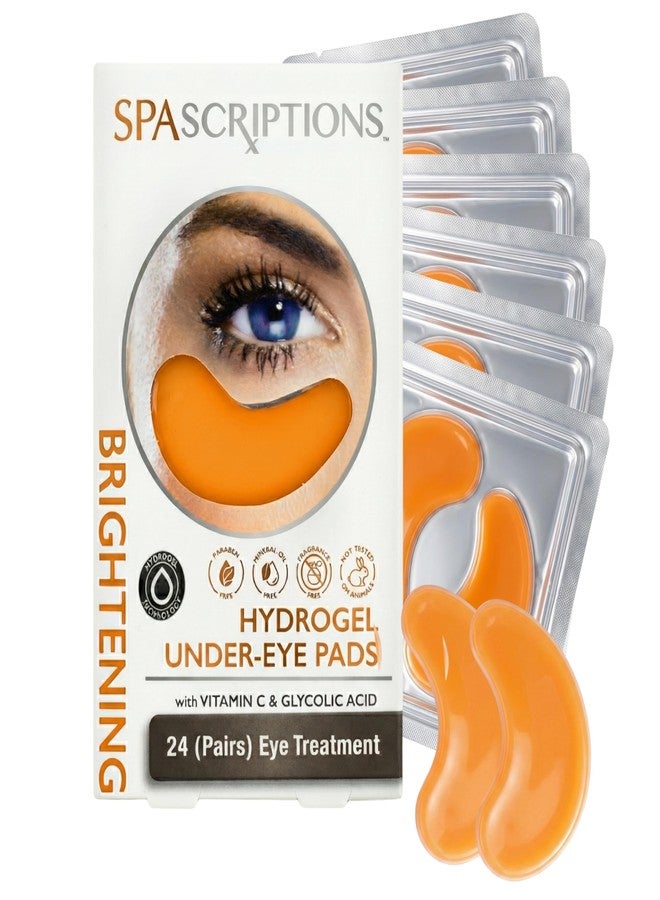 SpaScriptions Brightening Hydrogel Under Eye Patches - Vitamin C & Glycolic Acid Eye Masks for Dark Circles, Puffiness & Wrinkles, Hydrating Gel Eye Pads for Refreshing Daily Skin Care, 24 Pairs - Image 1